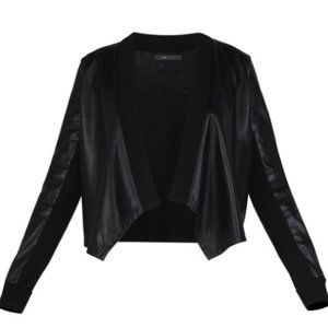 BCBG Max Azria Madilyn Pleather Cardigan- Size XS